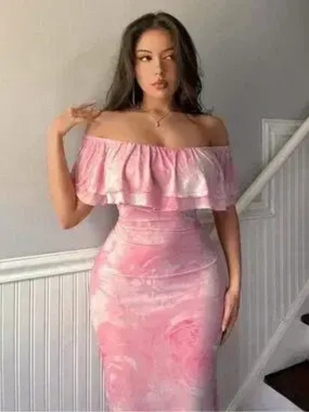 Layered Ruffled Off-Shoulder Dress - Picture 2 of 5